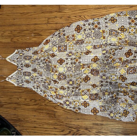 Chloe Laetitia Paris Women’s M/L Long Flowy Boho Patterned Dress Linin Lined - Picture 2 of 3